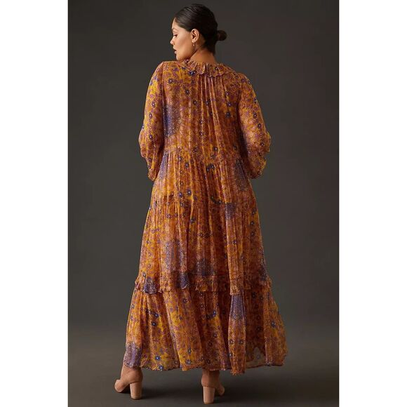 Anthropologie The Marais Printed Chiffon Maxi Dress - Picture 9 of 14